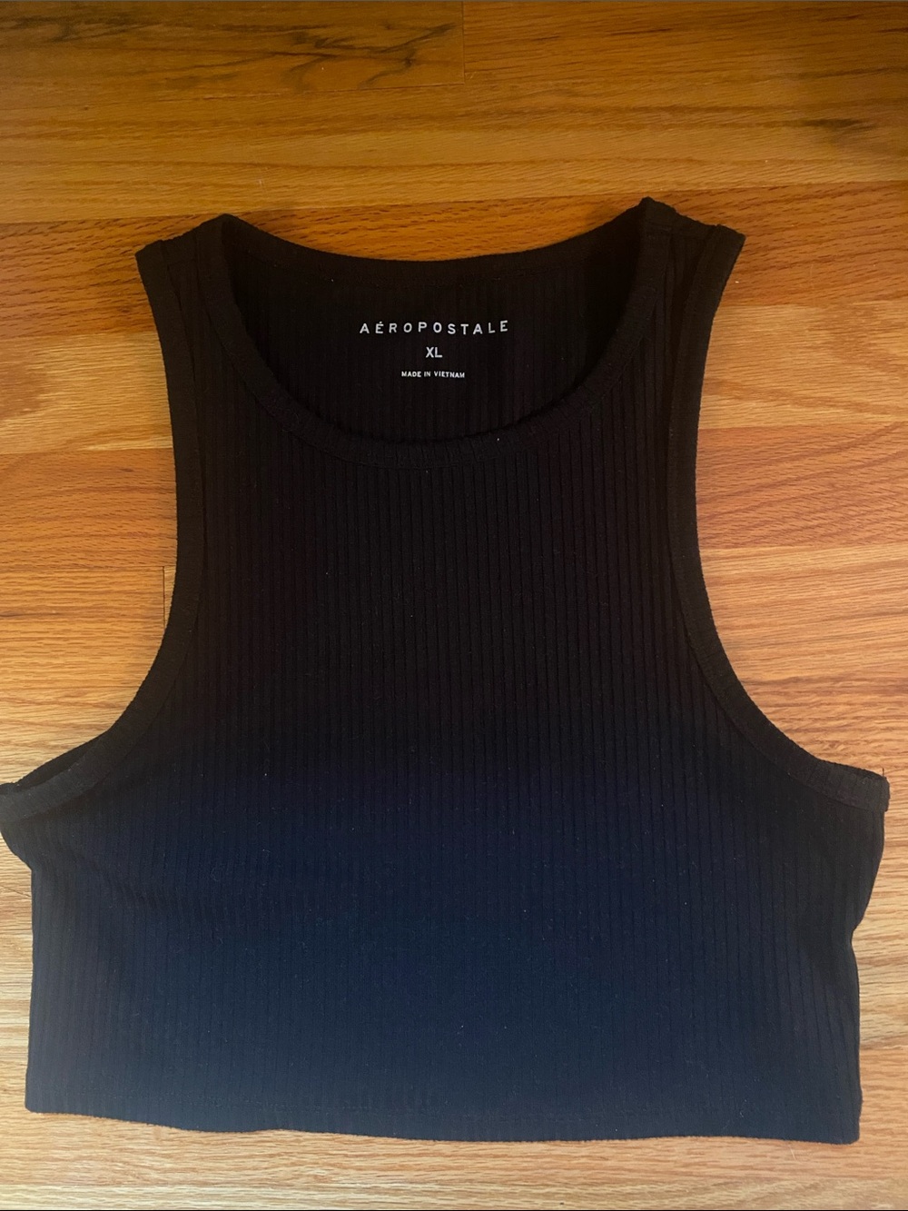 Aeropostale Black Ribbed Cropped Tank Top